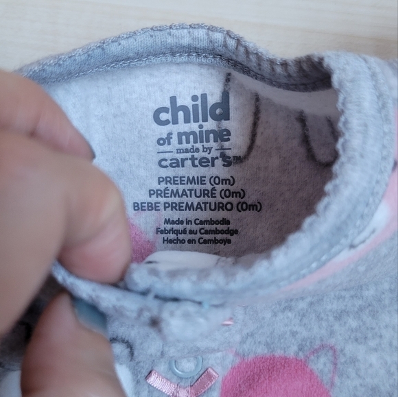 EASTER Bunny onesie and baby bib set newborn pink grey carters - Picture 8 of 13